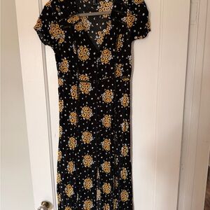 Forever 21 Black Maxi Dress with Yellow Floral Print